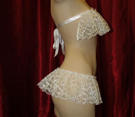 Sale Wedding Night Lingerie White Lace Bralette And Mini Skirt Etsy