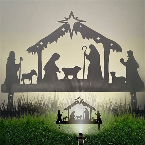 Apmemiss Clearance Metal Outdoor Nativity Scene Silhouette Christmas