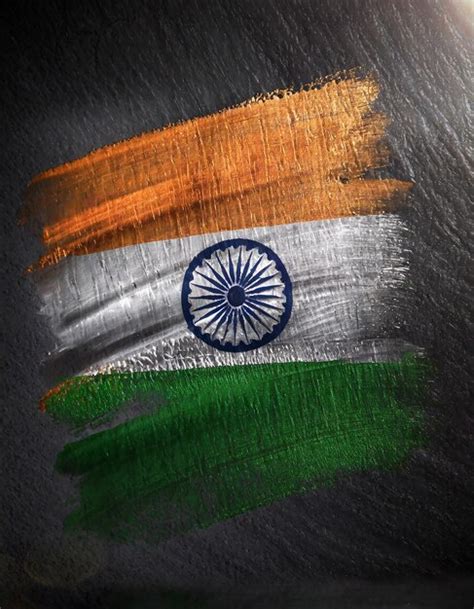 Premium Photo India Flag Made Of Metallic Brush Paint On Grunge Dark