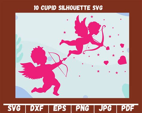 10 Silueta De Cupido Svg Silueta De Cupido Png Silueta De Etsy México