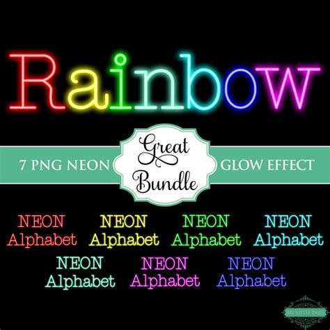 Neon Line Glow Effect Bundle 7 Colors Alphabet PNG Clip Art Etsy