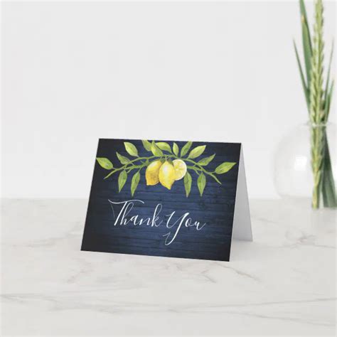 Wood And Lemons Greenery Watercolor Wedding Thank You Card Zazzle