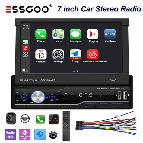 ESSGOO 1 Din Carplay Car Stereo Radio 7 Inch Wince System MP5 Player