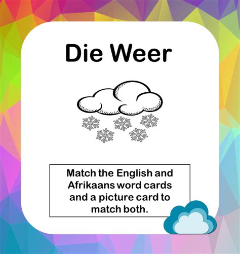 Afrikaans Weather Matching Cards Die Weer • Teacha