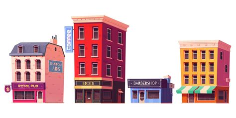 Cartoon set of city buildings isolated on white 25449352 Vector Art at Vecteezy