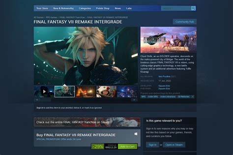 Final Fantasy Vii Remake Intergrade Now On Steam Lowyat Net