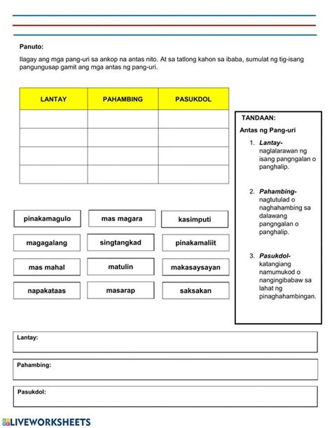 Antas ng Pang-uri - Interactive worksheet | Super teacher worksheets, Math answers, How to ...