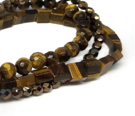 Tiger Eye Braceletsilver Multi Strand Faceted Natural Tiger - Etsy