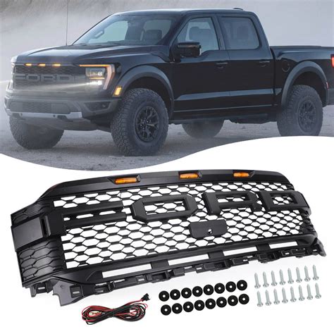 Replacement Abs Front Bumper Grille Grill W Led Fit Ford F150 2021 2023 Raptor Mad Hornets