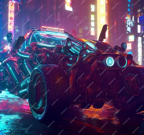 Premium Ai Image Beautiful Wallpaper Cyberpunk Hypercar Custom Punker