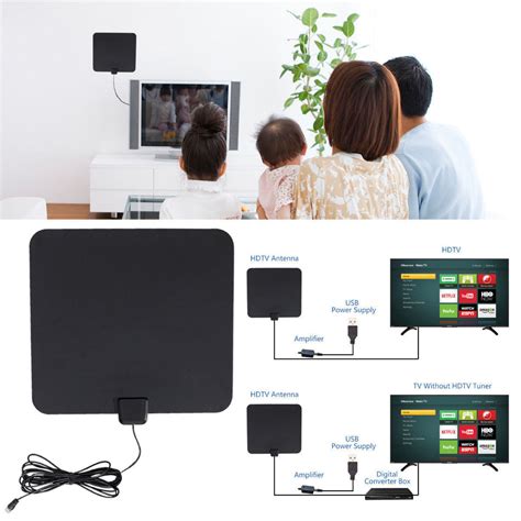 Miles Range Flat Hd Digital Indoor Amplified Tv Antenna With