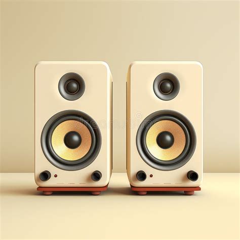 Retro Charm Cream Bookshelf Speakers With Photorealistic Rendering