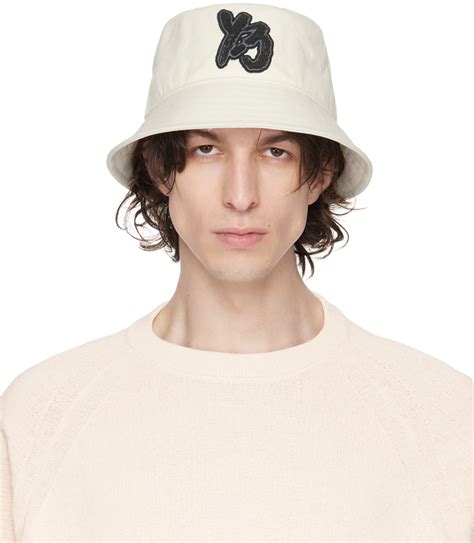 Y 3 Off White Embroidered Bucket Hat Y 3