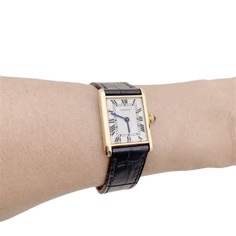 Montre Cartier Tank Louis Cartier Extra Plate Or Jaune Et Cuir