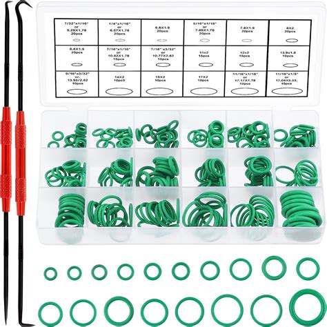 Haobase 225 Pcs 18 Sizes Rubber O Ring Kit Gasket Washer Seals