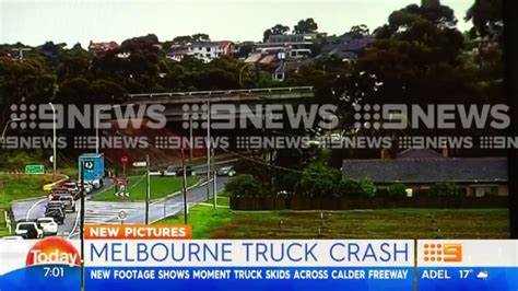 Calder Freeway Truck Crash Truck Hanging Off Bridge After Accident