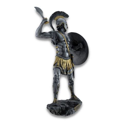 Spartan Warrior With Sword And Hoplite Shield Statues Tanga