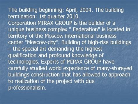 MIRAX CITY THE FEDERATION TOWER Mr Nikolay P