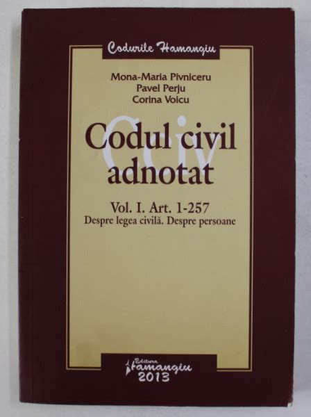 Codul Civil Adnotat Volumul I Articolul Despre Legea