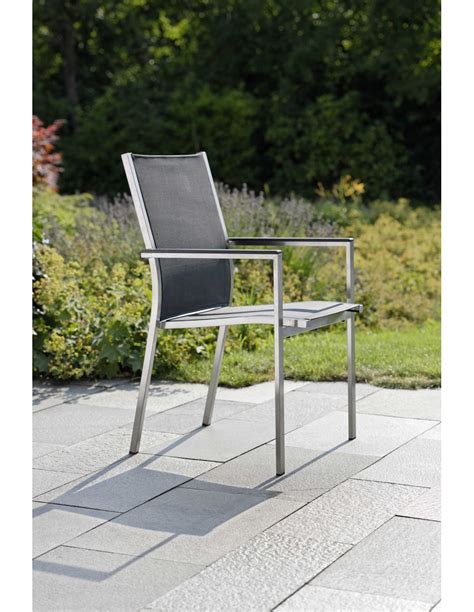 Fauteuil Cardiff Inox textilène gris argent Stern