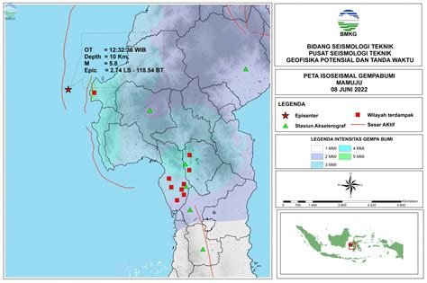 Peta Isoseismal Gempabumi Mamuju Sulawesi Barat 08 Juni 2022 BMKG