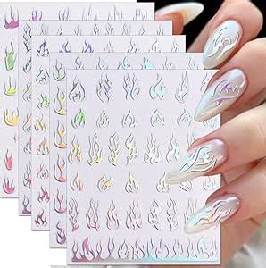 Dornail Bl Tter Aurora Nagelsticker Holographisch Laser Flamme