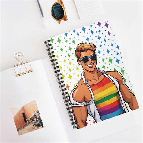 LGBT Gay Rainbow Stars N Studs Spiral Notebook Ruled Line Tom Of Finland Inspired Etsy