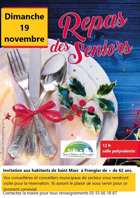 Repas des séniors Dimanche 19 novembre à 12h à la salle polyvalente