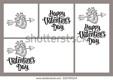 Happy Valentines Day Calligraphic Handwriting Lettering Stock Vector ...