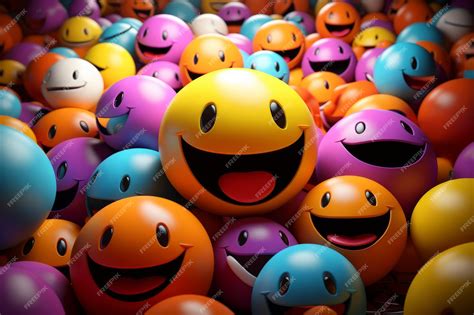 Many Smiley Faces Are Arranged Together In A Group Premium Ai