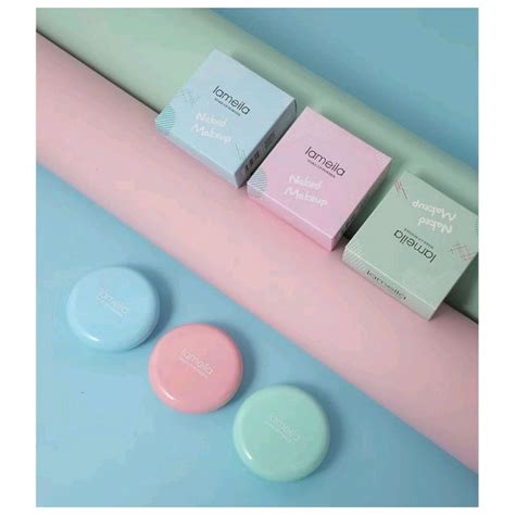 Jual Bedak Lameila LAMEILA Naked Make Up Powder 3 Colors PINK BIRU HIJAU Shopee Indonesia