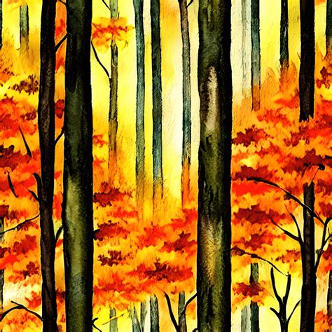 Forest in Autumn Watercolor Painting · Creative Fabrica