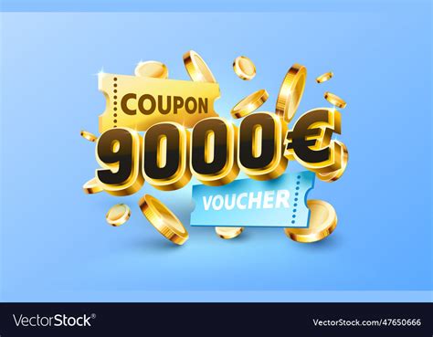 9000 euro coupon gift voucher cash back banner Vector Image