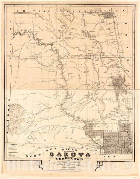 Historic 1872 Map Rice S Sectional Map Of Dakota Territory