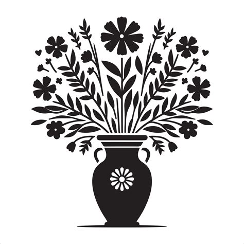 Silhouette Of Flower Vase Stock Black Color Silhouette 46036139