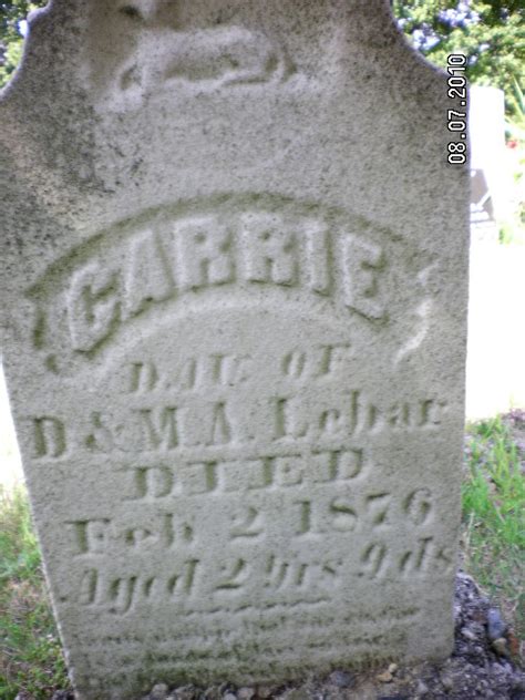 Carrie Bell LeBar 1874 1876 Homenaje De Find A Grave