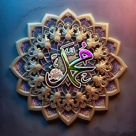Prophet Muhammad Arabic Letter Icon Logo With Islamic Ornamental