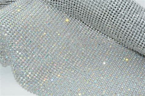 Rhinestone Metal Mesh In AB Stone Silver Base Metal Mesh Manufacture