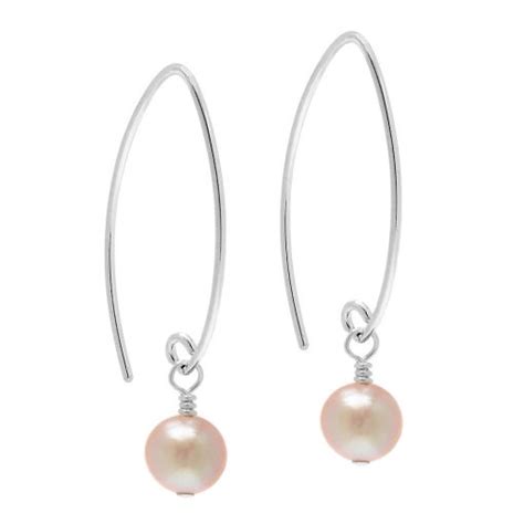 Pink Long Drop Pearl Earrings Biba And Rose Pearl Jewellery