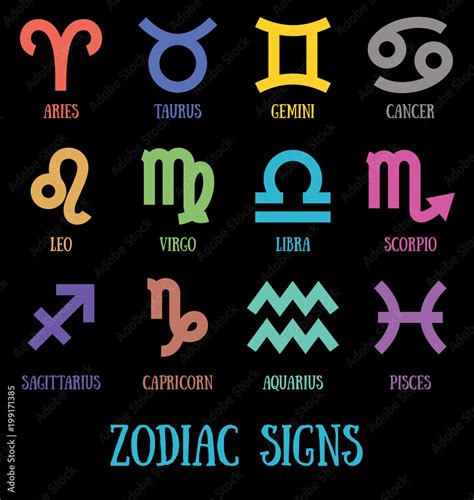 Zodiac signs: aquarius, virgo, capricorn, sagittarius, aries, gemini ...