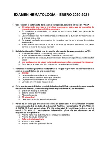 Examen Hematologia Enero Pdf