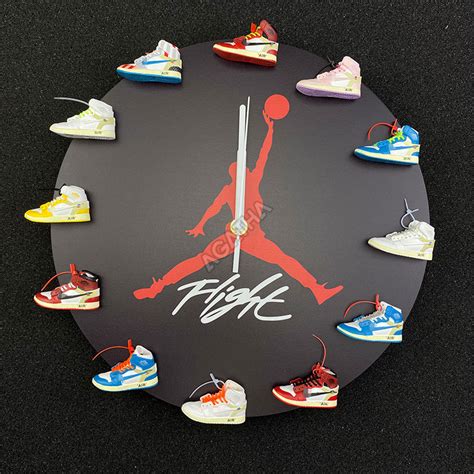 Air Jordan Wall Clock With 3d Mini Sneakers Jordan 3d Sneaker Clock