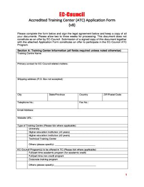 Fillable Online Eccouncil Accredited Training Center Atc Application