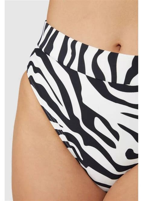 Gorgeous White Black Zebra Print Mid Rise Bikini Bottoms Matalan
