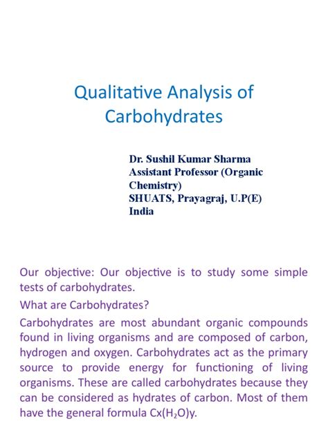 Qualitative Analysis Of Carbohydrates Pdf Carbohydrates Chemistry