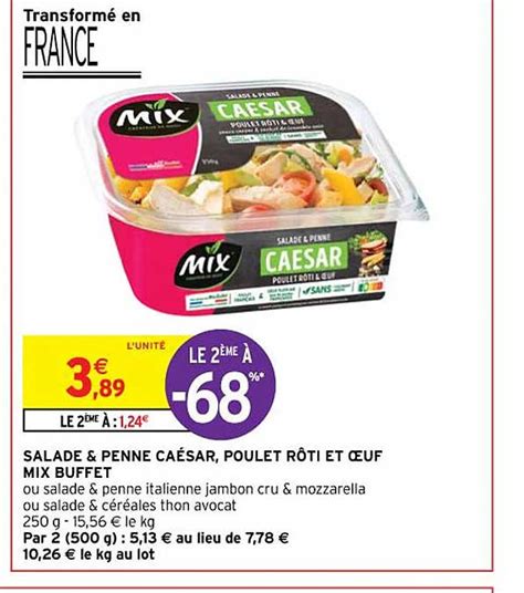 Promo Salade Penne Caésar Poulet Rôti Et œuf Mix Buffet chez