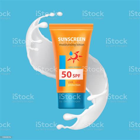 Sunblock Tube Lotion In Cream Splash Sunscreen Protection Milk