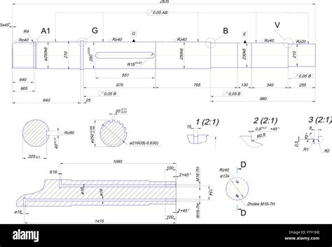 Engineering drawing of steel shaft Stock Vector Image & Art - Alamy