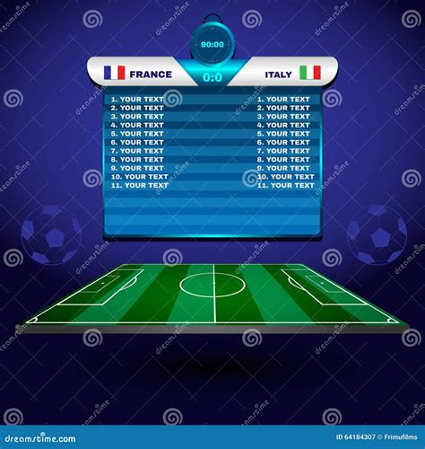 Fußballspiel Anzeigetafel Auf Einem Playfield Vektor Abbildung