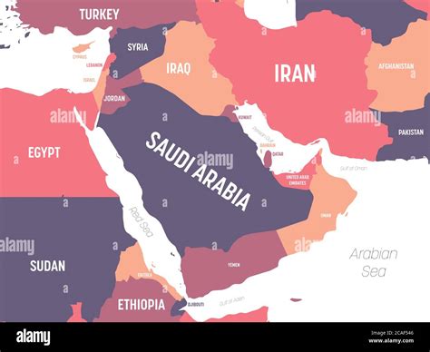 Middle East Map High Detailed Political Map Of Middle East And Arabian Peninsula Region With